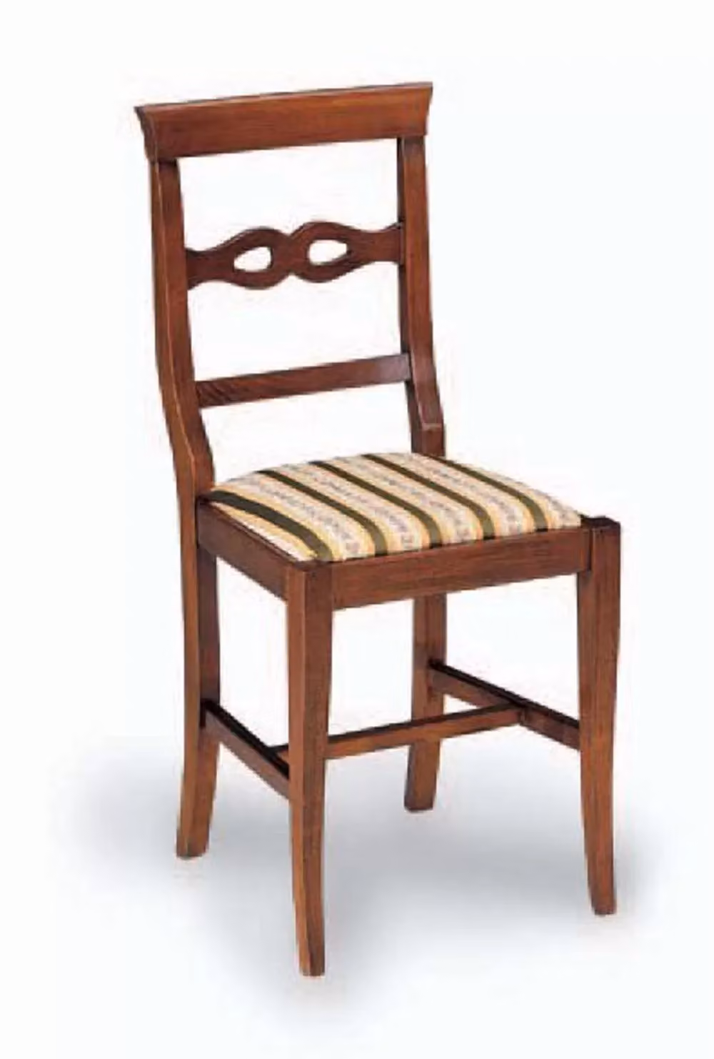Set di 2 sedie classiche in legno di faggio color marrone con seduta imbottita a righe Mobili 2G – 1