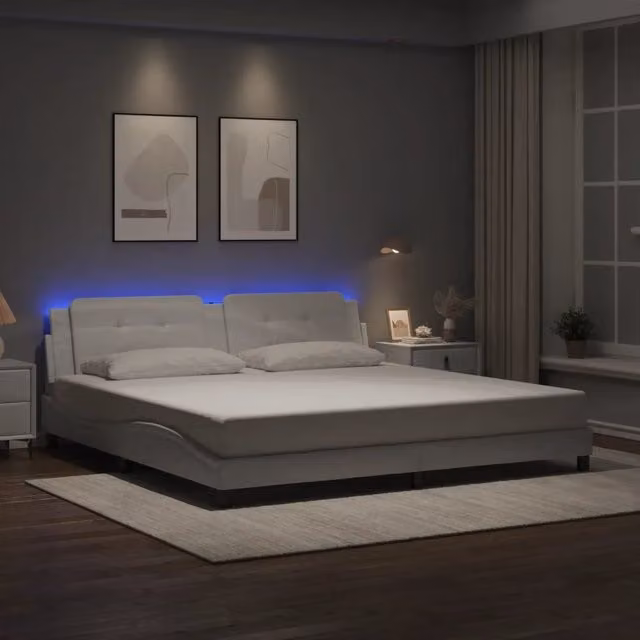 Letto con giroletto imbottito e illuminazione LED vidaXL Bianco 200x200 cm – 1