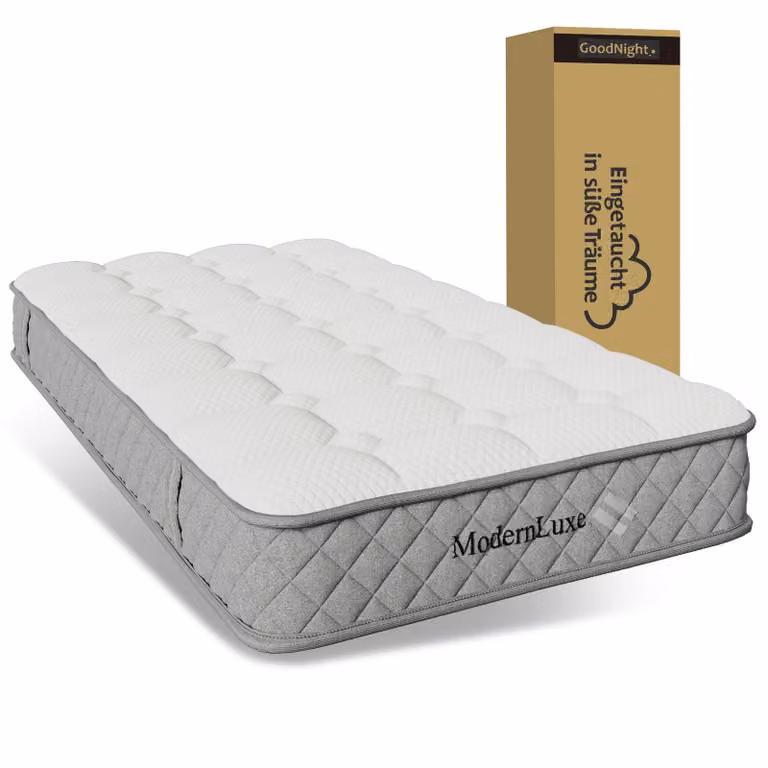 Flieks materasso in schiuma fredda Materasso 90x200cm, materasso in schiuma con nucleo a molle insacchettate a 7 zone, 20cm, a consistenza media H3, 90x200x20 cm