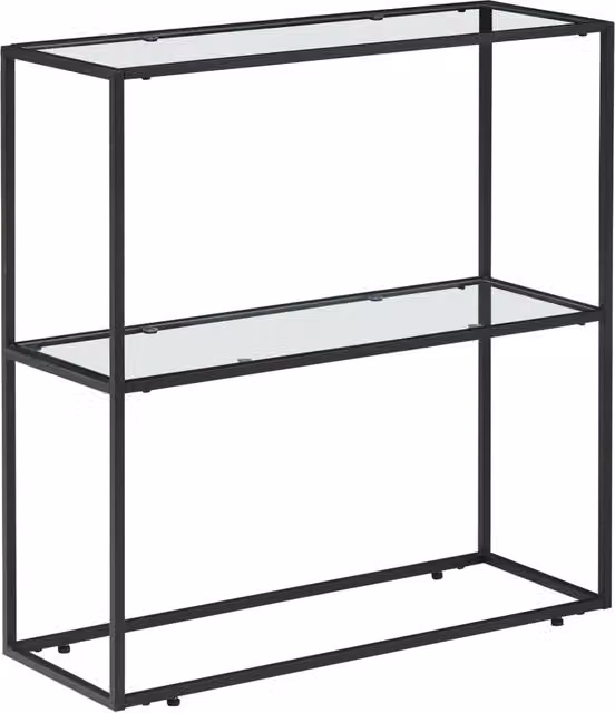 Tavolo consolle con vetro temperato 85 x 80 x 30 cm nero e trasparente 03_0010876
