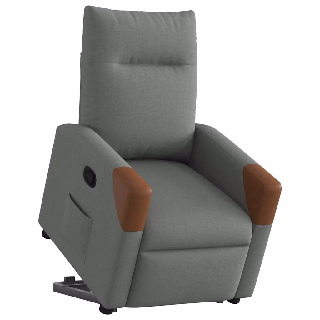 Poltrona Alzapersona Reclinabile vidaXL con Assistenza Elettrica in Tessuto Grigio o Marrone per Anziani – 2