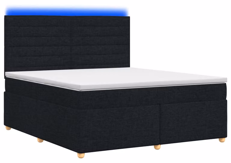 Letto a molle con materasso nero 140 x 190 cm in tessuto