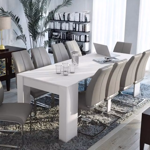 Consolle allungabile Vaelis DMORA trasformabile in tavolo da pranzo estensibile effetto legno bianco L/P/H: 90-237 x 76,6 x 90 cm