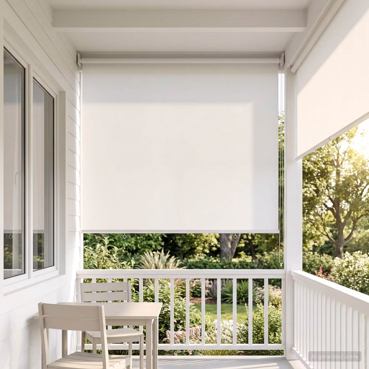 vidaXL Tenda da sole a rullo con protezione UV in poliestere, Bianco, L: 140 cm, H: 120 cm