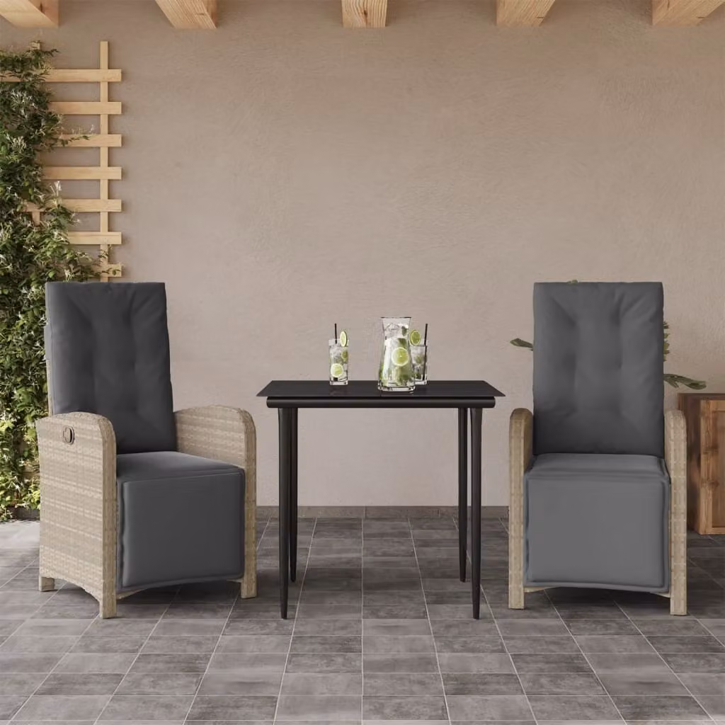Maison Exclusive - Set da Bistrò 3 pz con Cuscini Grigio Chiaro in Polyrattan