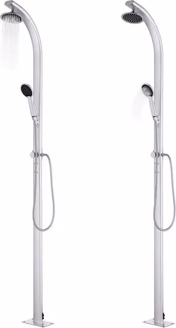 Doccia da giardino vidaXL in alluminio e acciaio inossidabile con base grigia, Altezza: 220 cm