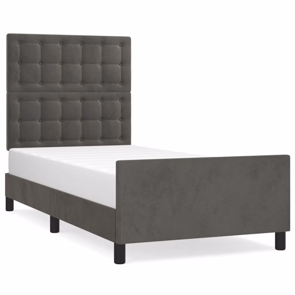 Giroletto senza Materasso Grigio Scuro 100x200 cm Velluto