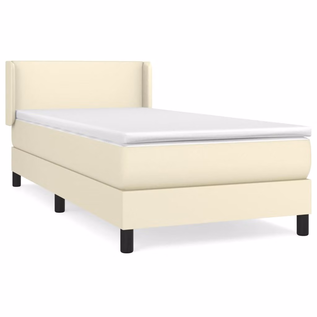 Giroletto a Molle con Materasso Crema 80x200 cm in Pelle finta