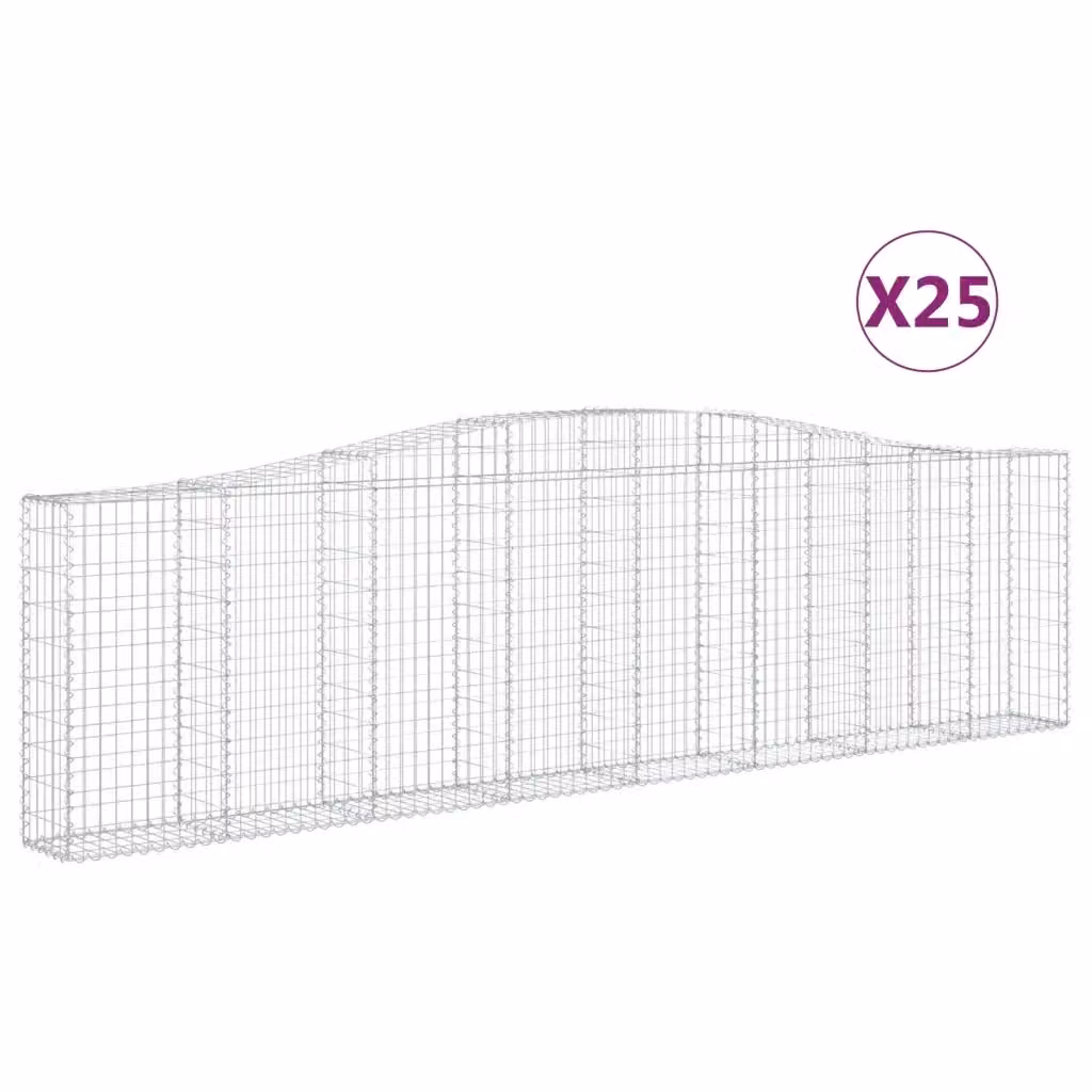 Set di 25 Cesti Gabbioni ad Arco vidaXL in Acciaio Zincato Argento L: 400 cm, P: 30 cm, H: 100-120 cm – 2