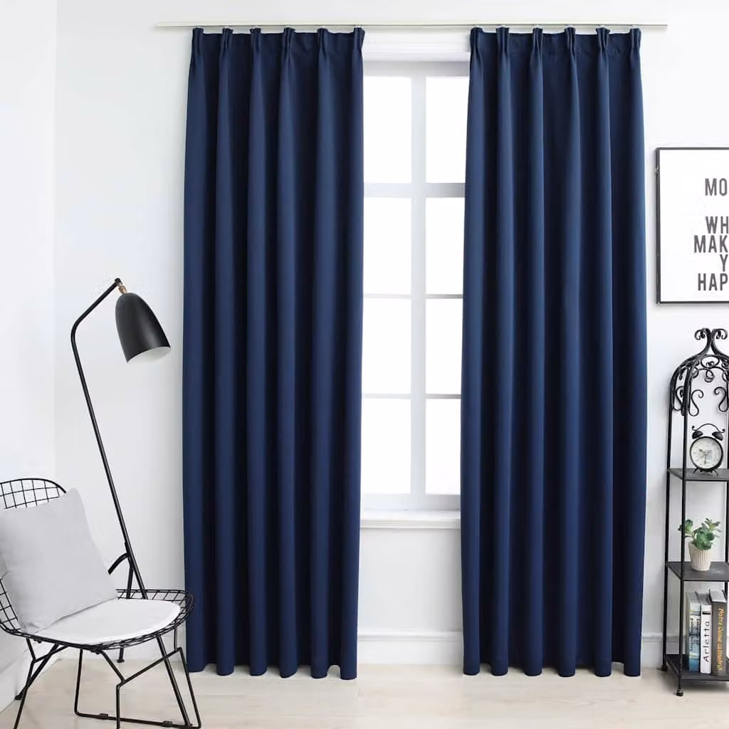 Set di 2 tende oscuranti vidaXL in poliestere blu con ganci, L: 140 cm x H: 175 cm
