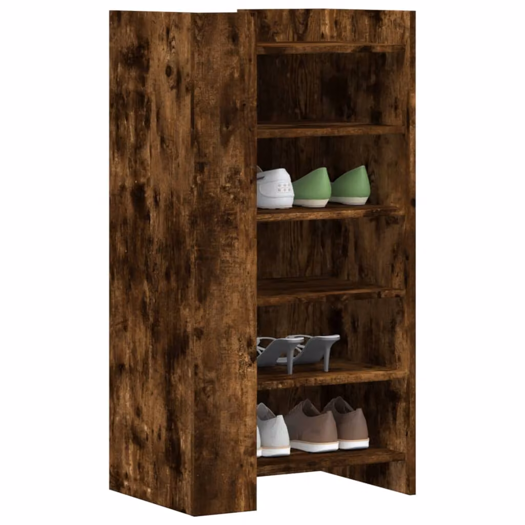 Scarpiera moderna vidaXL in legno rovere fumo con ante a battente, L 52 cm x P 37,5 cm x H 100 cm