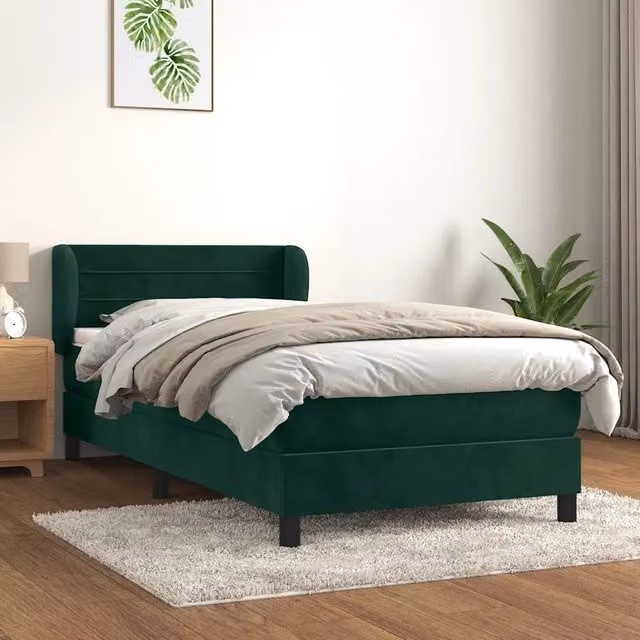 Giroletto a Molle con Materasso-Struttura Letto Verde Scuro 90x190 cm Velluto 520760