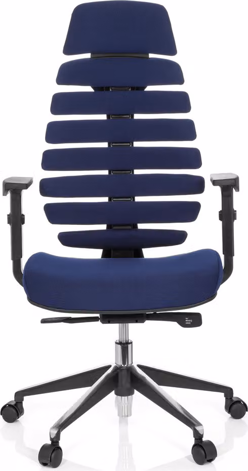 hjh OFFICE Sedia da ufficio professionale ERGO LINE II PRO Sedia da scrivania ergonomica con braccioli (regolabili in altezza) in tessuto blu Sedia girevole per ufficio e casa