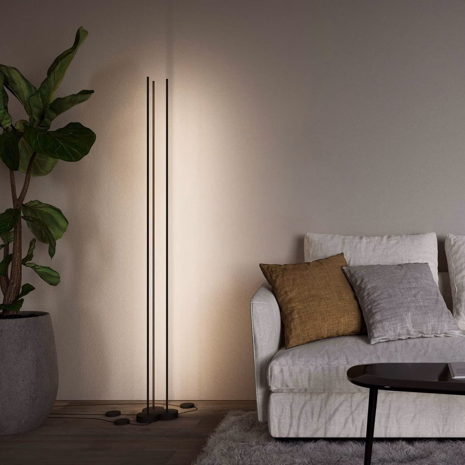 Wever & Ducré Lighting Lampada da terra Finlin, dimmerabile, Nero, Soggiorno / Sala da pranzo, Alluminio, Moderno, Lampada da terra