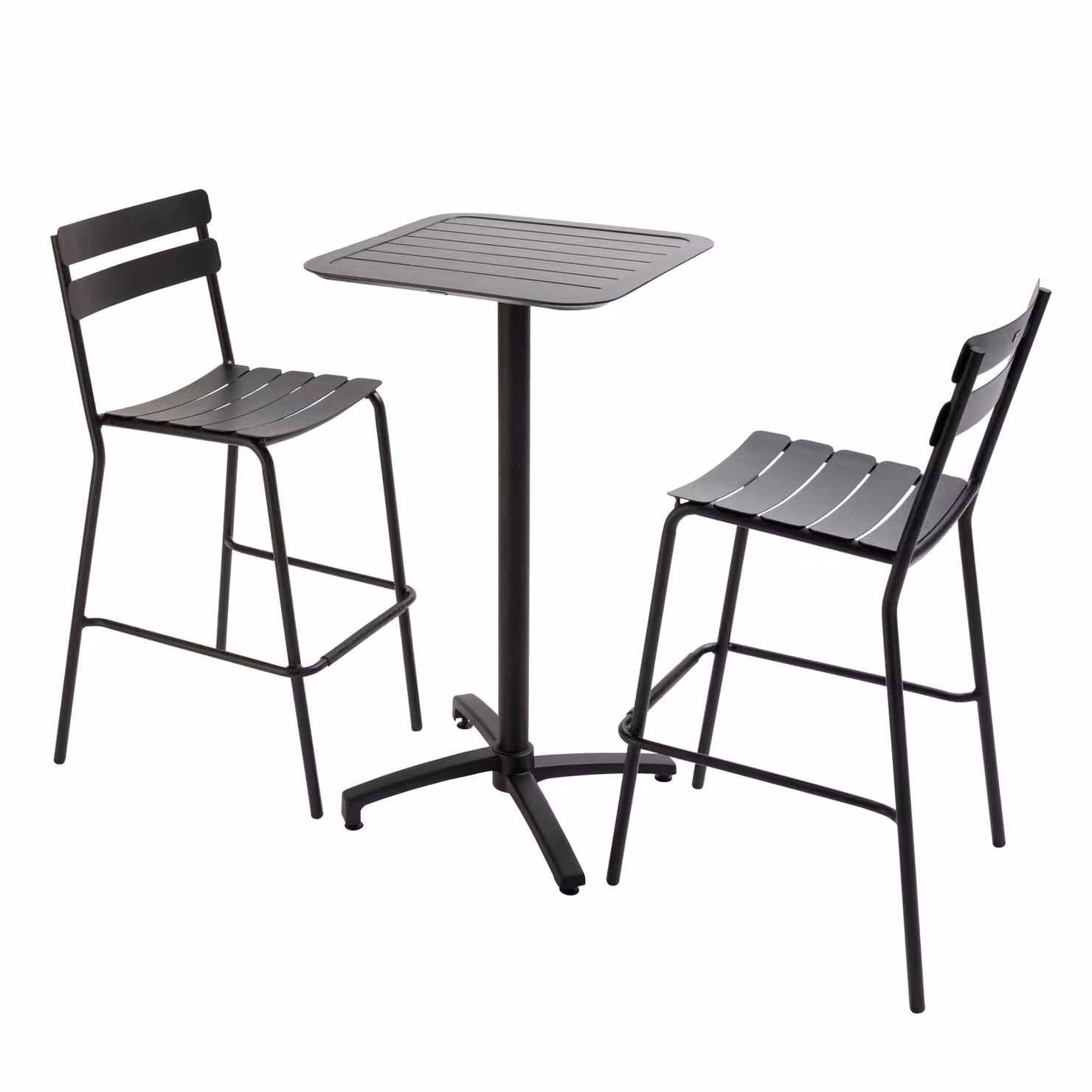 Set tavolo alto reclinabile e 2 seggioloni in alluminio nero - Oviala Almada