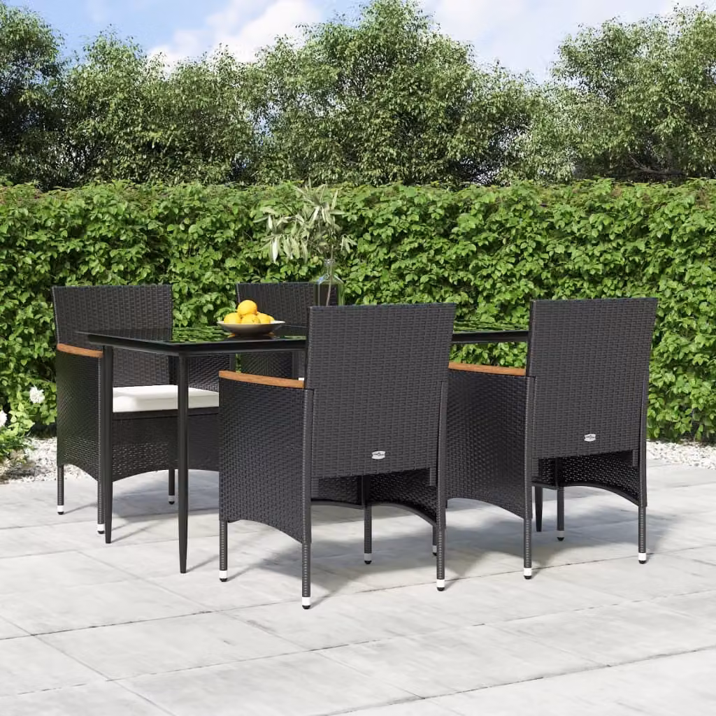 Maison Exclusive - Set da pranzo da giardino a 5 pezzi con cuscini, nero