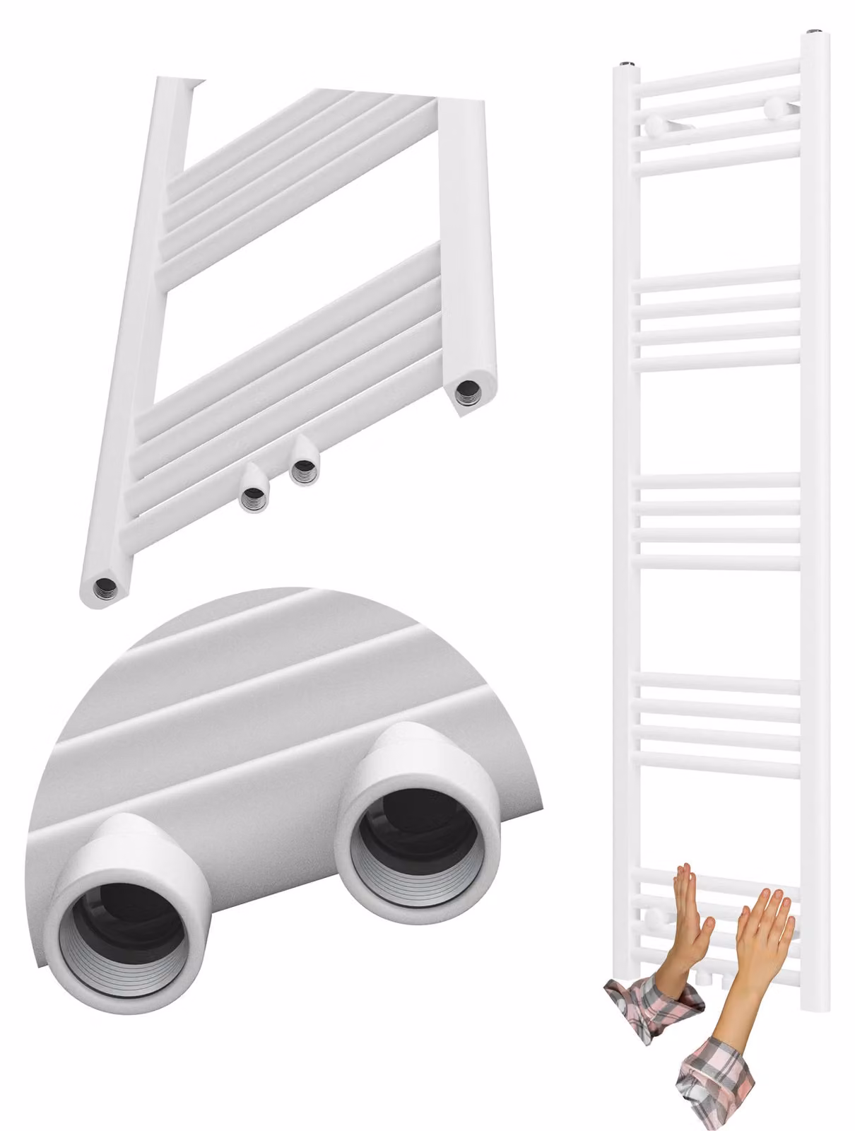 Granitan - Termoarredo bagno - Scaldasalviette 140x40 cm - Radiatore bianco - 468 W - RAVEN