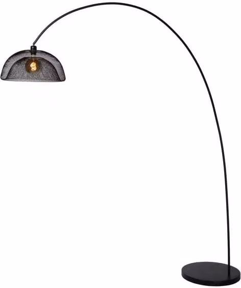 Lampada da terra ad arco Lucide Mesh nera metallo E27 60W