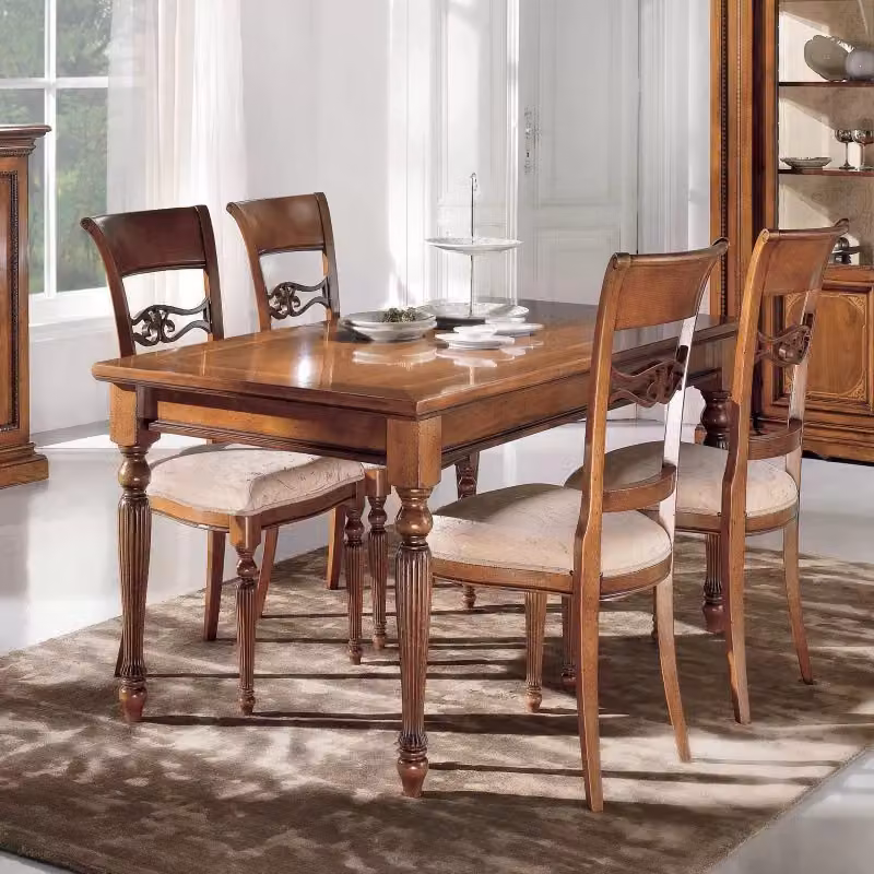 Tavolo rettangolare allungabile in legno intarsiato Bassano marrone Mobili 2G L: 160 cm, P: 90 cm, H: 77 cm – 2