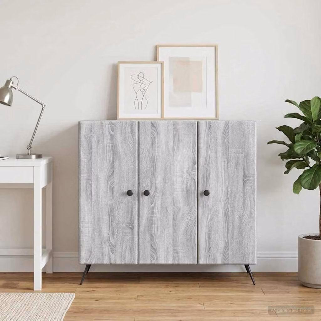 Credenza moderna vidaXL in legno ingegnerizzato MDF, colore Grigio Sonoma, L 89 x P 34,5 x H 80 cm