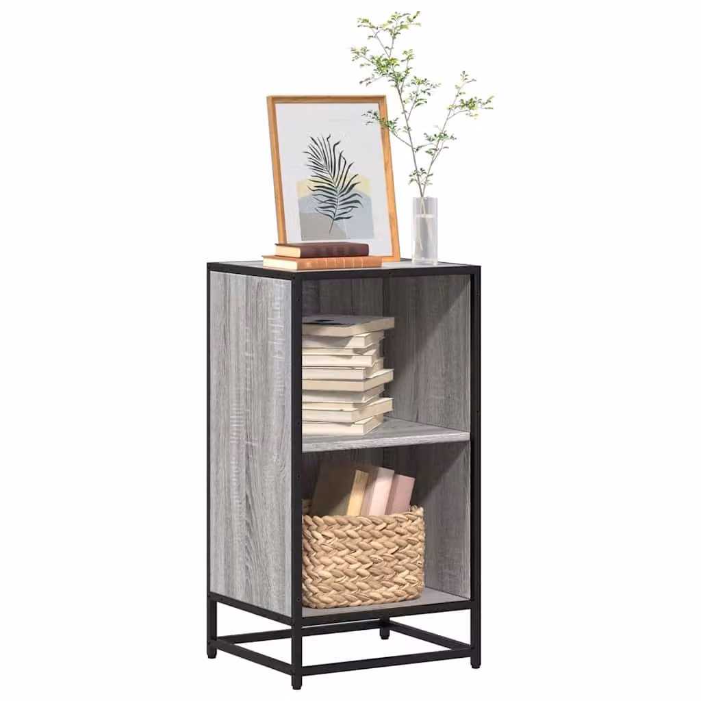 Libreria stile industrial vidaXL in legno e metallo, Grigio, L: 40 cm, P: 35 cm, H: 76 cm