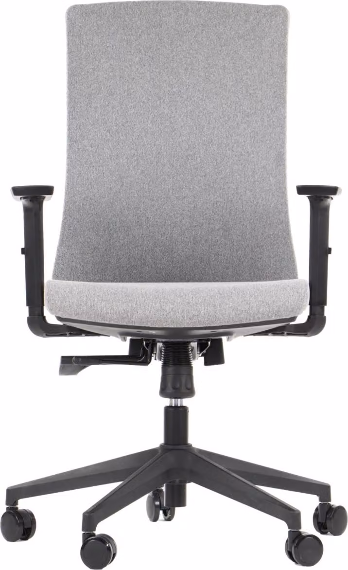 Sedia da ufficio girevole ergonomica TONO, base in nylon, braccioli regolabili, rivestimento grigio