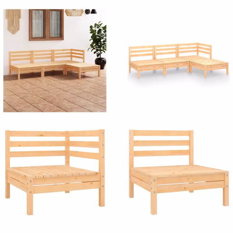 vidaXL Set salotto da giardino 4 pezzi in pino massiccio - Set salotto da giardino - Set salotto da giardino - Set divano pallet - Set divano pallet