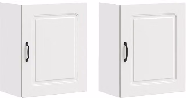 Set di 2 pensili da cucina bianchi in legno multistrato pratico spazio portaoggetti 50 x 31 x 60 cm in legno bianco 02_0049981