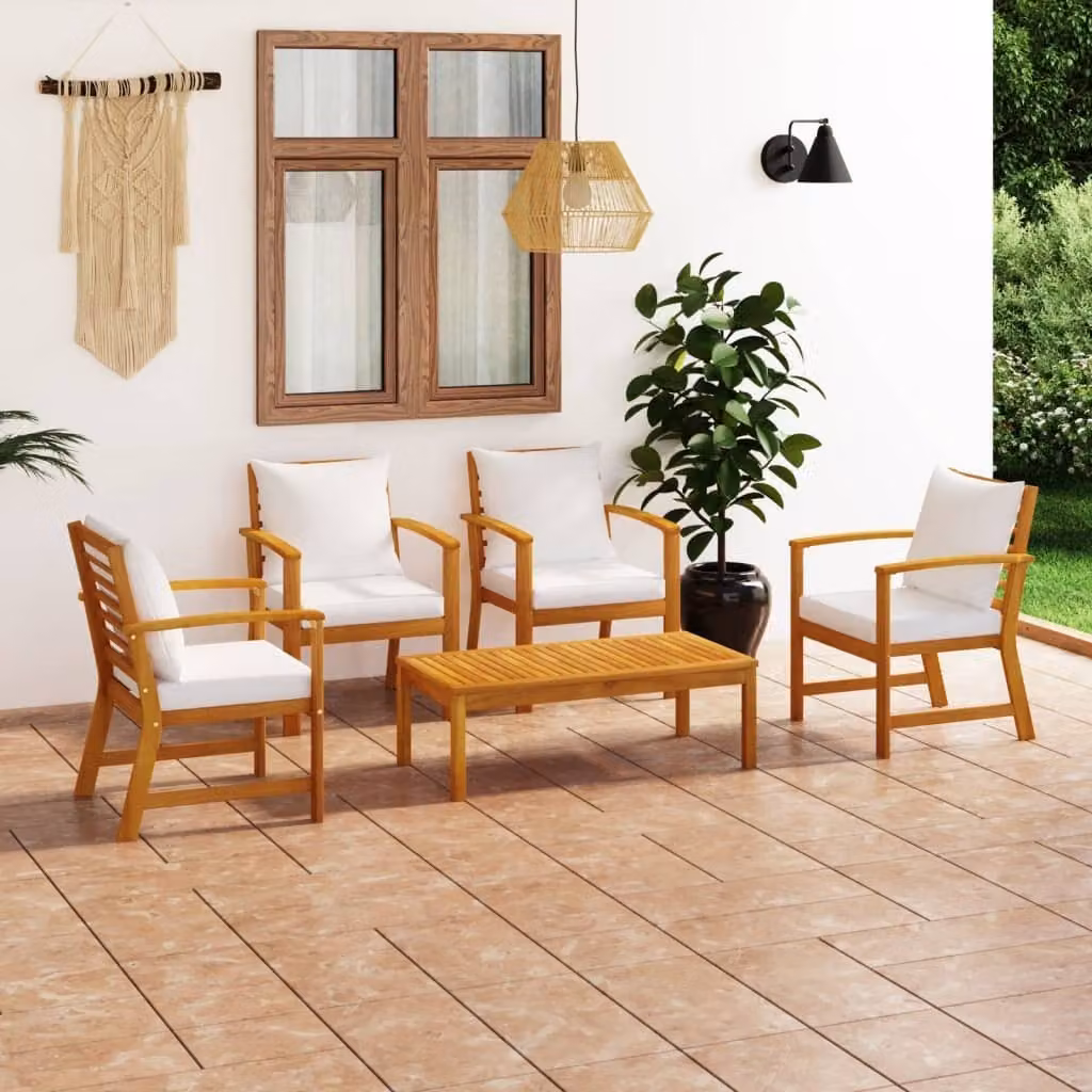 Maison Exclusive - Set da giardino 5 pezzi con cuscini in legno massello di acacia
