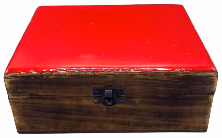 Grande scatola in Vetroceramica smaltata - 20x15x7,5 cm - di colore rosso