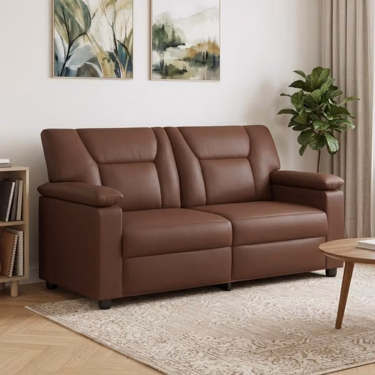 Divano moderno vidaXL in similpelle marrone con struttura in metallo per il tuo soggiorno L: 171 cm, P: 85 cm, H: 93 cm