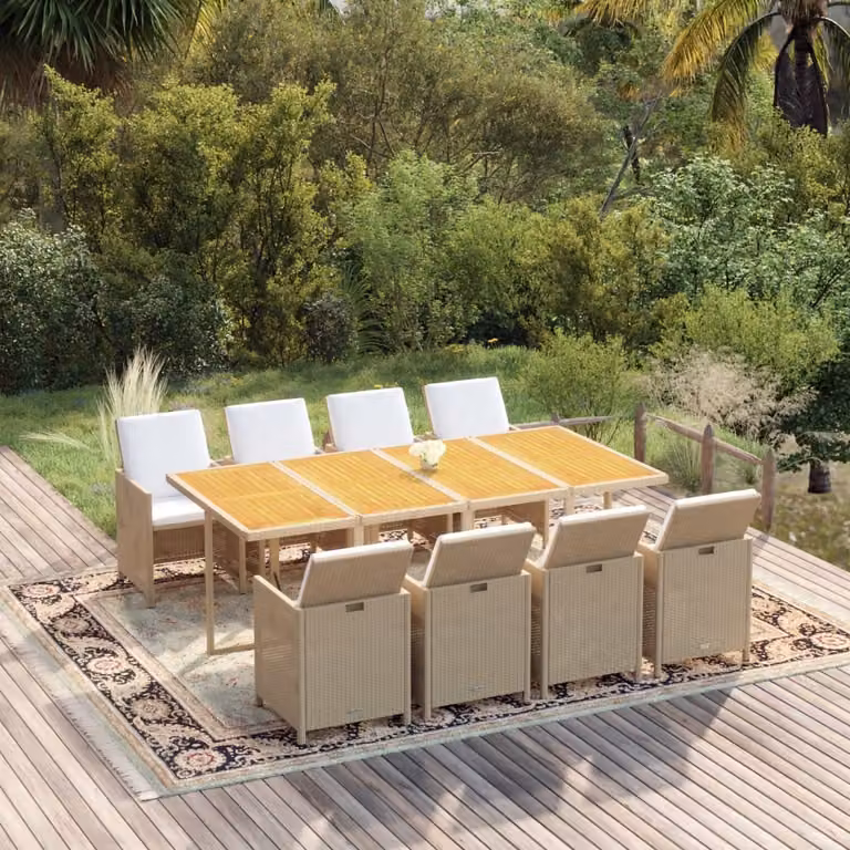 Maison Exclusive - Set da pranzo da giardino da 9 pezzi con cuscini in polyrattan beige