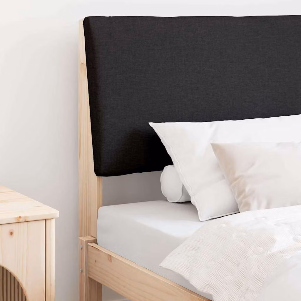 Testiera imbottita moderna vidaXL in pino massello, colore nero, Larghezza: 100 cm