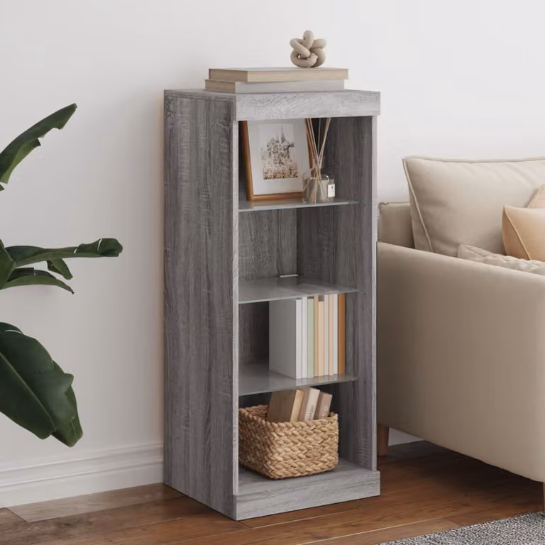 Credenza moderna vidaXL con luci LED in legno Grigio Sonoma L: 41 cm, P: 37 cm, H: 100 cm
