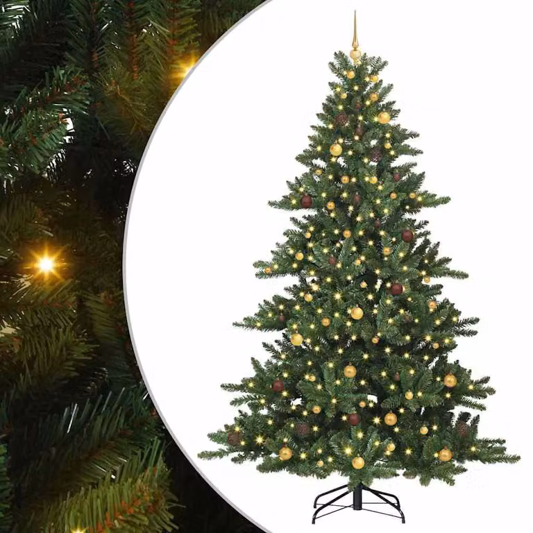 Albero di Natale artificiale pieghevole, verde, 240 cm, in PVC e acciaio