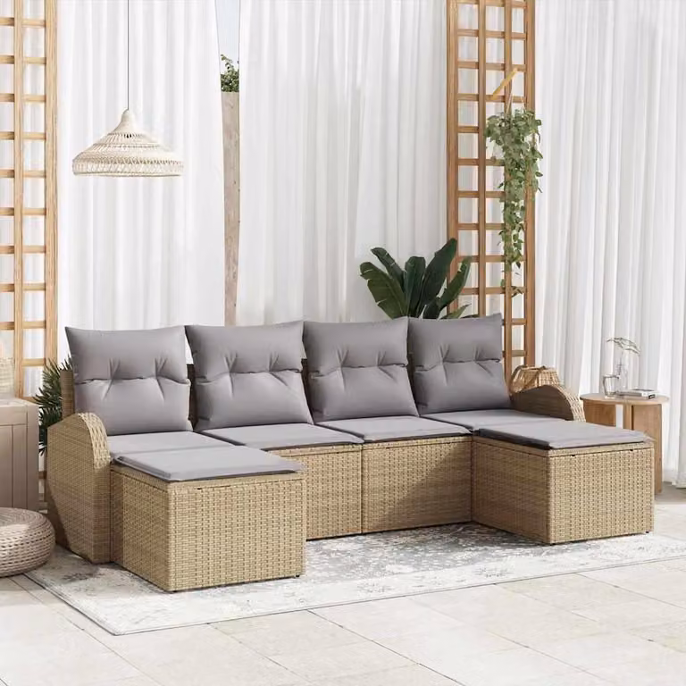 Maison Exclusive - Set da giardino composto da 6 pezzi. Colore: beige. Materiale: rattan sintetico