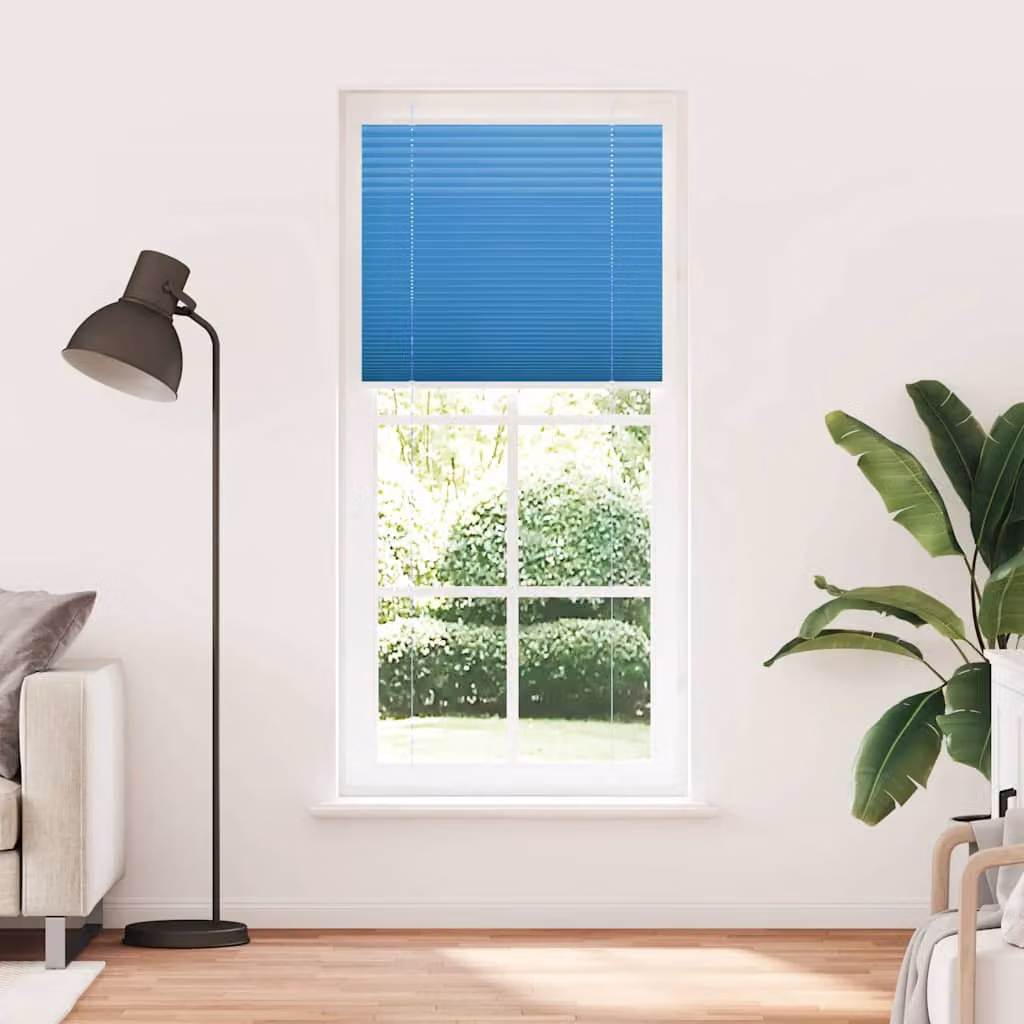 vidaXL Tenda Plissettata Blu 85x200 cm Larghezza Tessuto 84,4 cm
