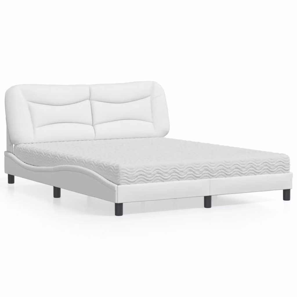 Letto con Materasso Hvar vidaXL Bianco in Similpelle L/P: 160 x 200 cm