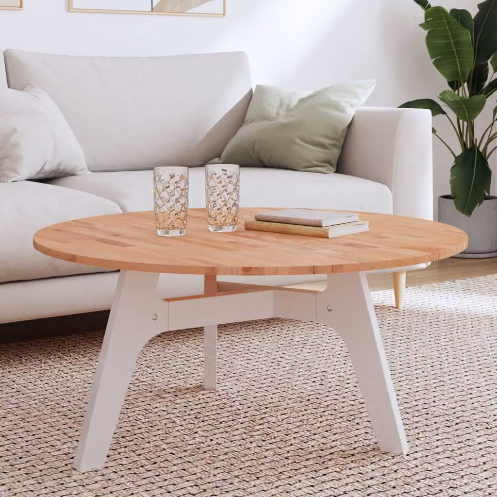 Piano per tavolo rotondo vidaXL in legno massello di faggio marrone, Ø 90 cm, Spessore: 1,5 cm