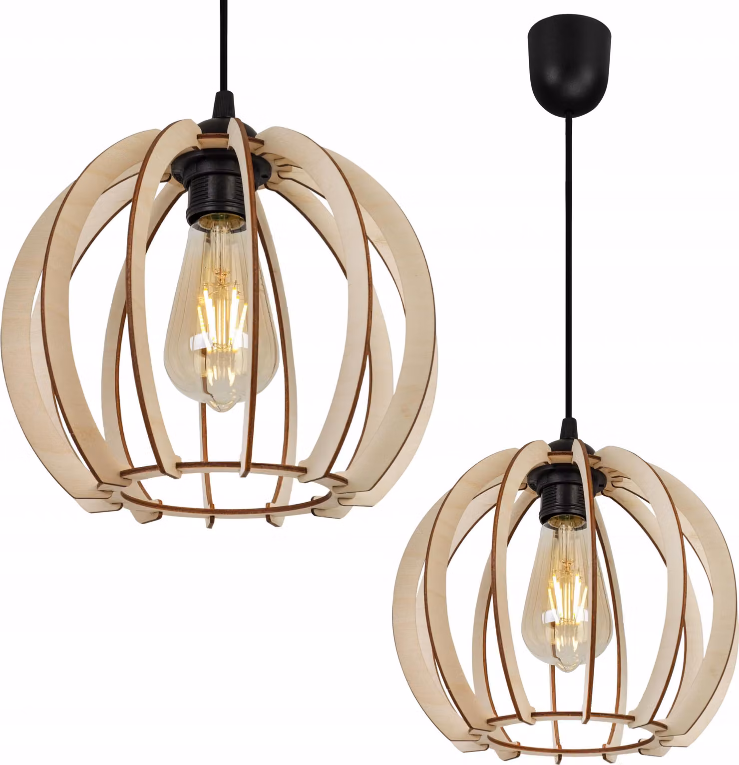 Moderna Lampada A Sospensione A Led In Legno