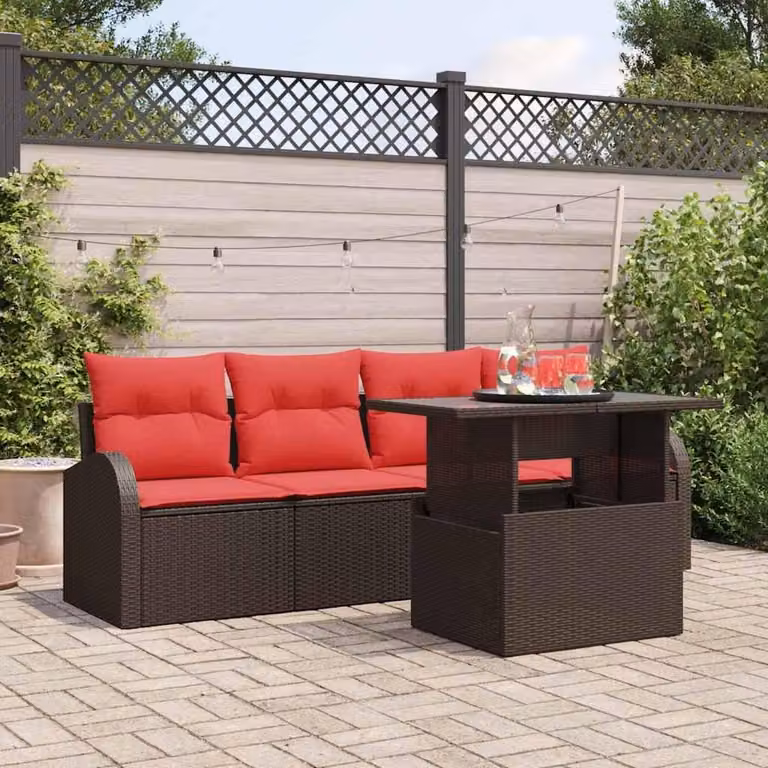 Maison Exclusive - Set da giardino composto da 5 pezzi, divano in rattan sintetico marrone