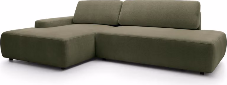 FURNLUX Divano angolare Bouli Verde e Nero 276cm / Colore principale: Verde / Dimensioni: 276 x 82 x 164 cm