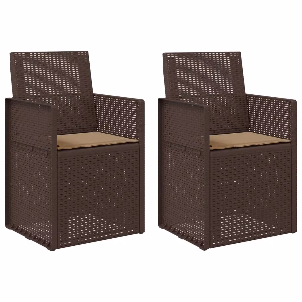 Set di 2 sedie da giardino moderne vidaXL con cuscini, resistenti ai raggi UV, colore marrone e beige – 2