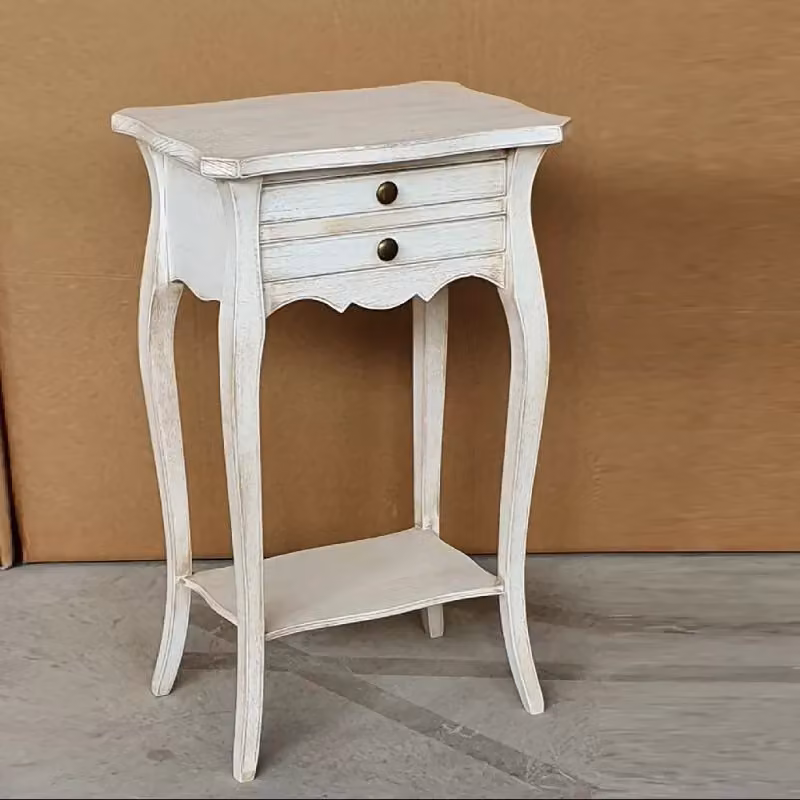 Comodino porta telefono in legno stile shabby chic bianco anticato Mobili 2G L/P/H: 45 x 35 x 70 cm – 2