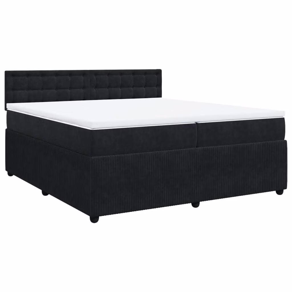 Giroletto a Molle con Materasso Nero 200x200 cm in Velluto