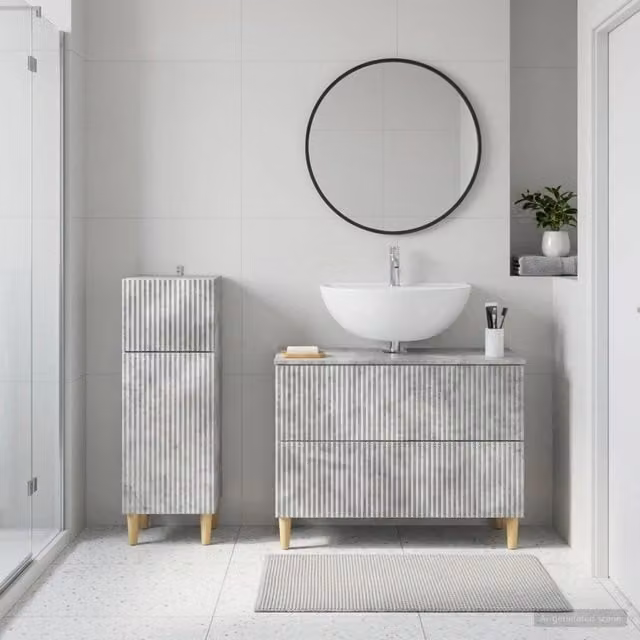 Set di mobili da bagno moderno vidaXL composto da mobile lavabo e mobile contenitore, colore grigio opaco