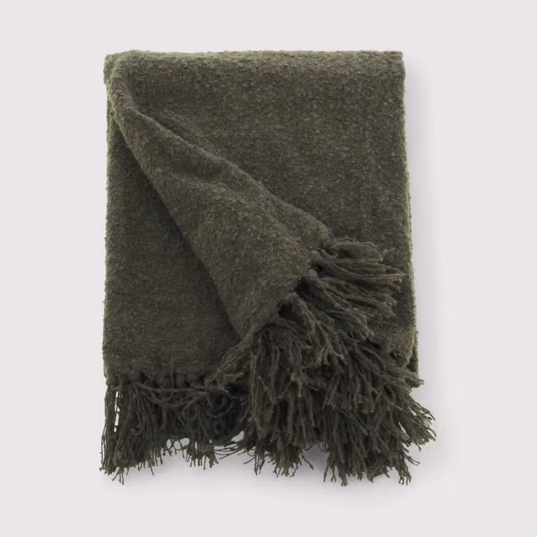 Keten - Coperta decorativa verde muschio per divano o letto