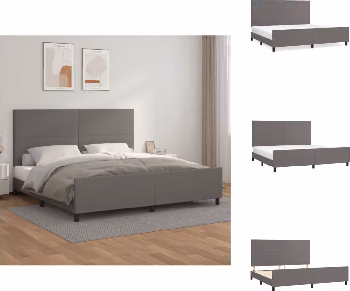 vidaXL Struttura letto con testiera grigia 200x200 cm in Pelle finta - Letti e strutture letto