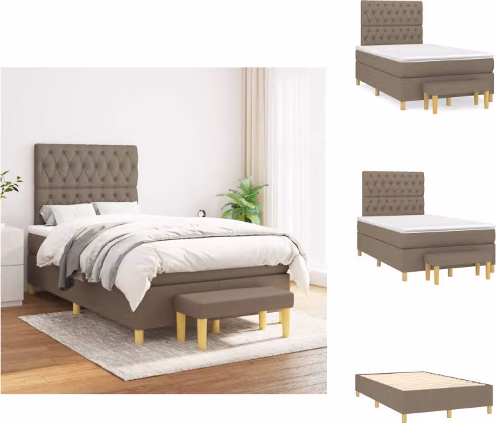 vidaXL Letto a molle con materasso in tessuto taupe 120x200 cm - Letti & strutture letto