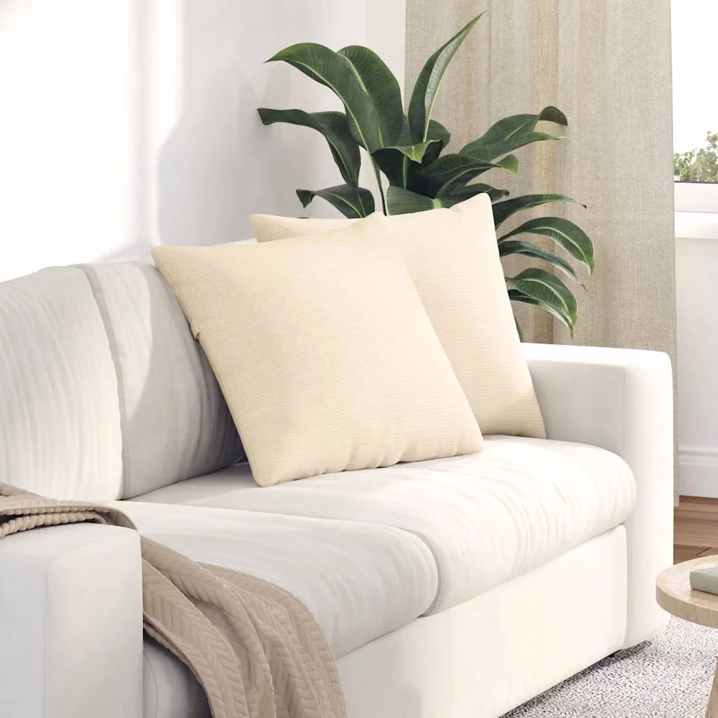 Set di 2 cuscini da divano vidaXL in velluto a coste beige, L 50 cm x P 50 cm